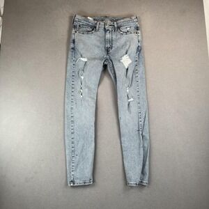 Levis 519 Hi-Ball Jeans Mens 29x28 Light Wash Distressed Slim Fit Tag 32x28